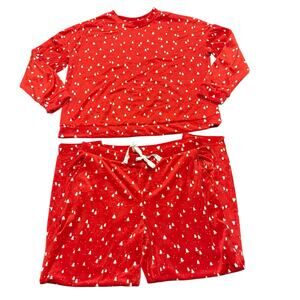 Auden by Target Women’s red Christmas tree velour pajama pants and top, XL